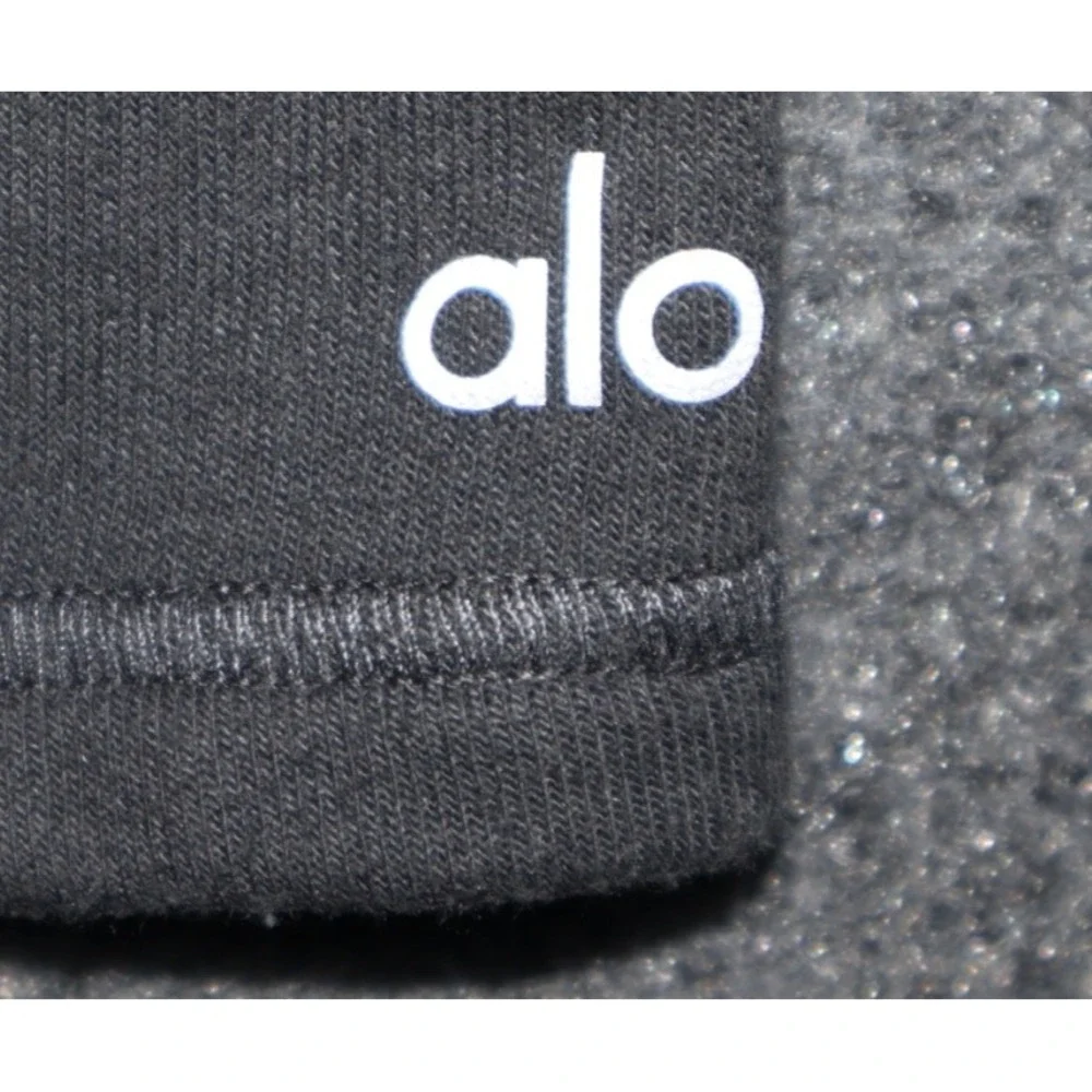 Alo Yoga Sweater Women Small‎ Gray Relaxed Fit Ripped Warrior Crop Crew LS EUC